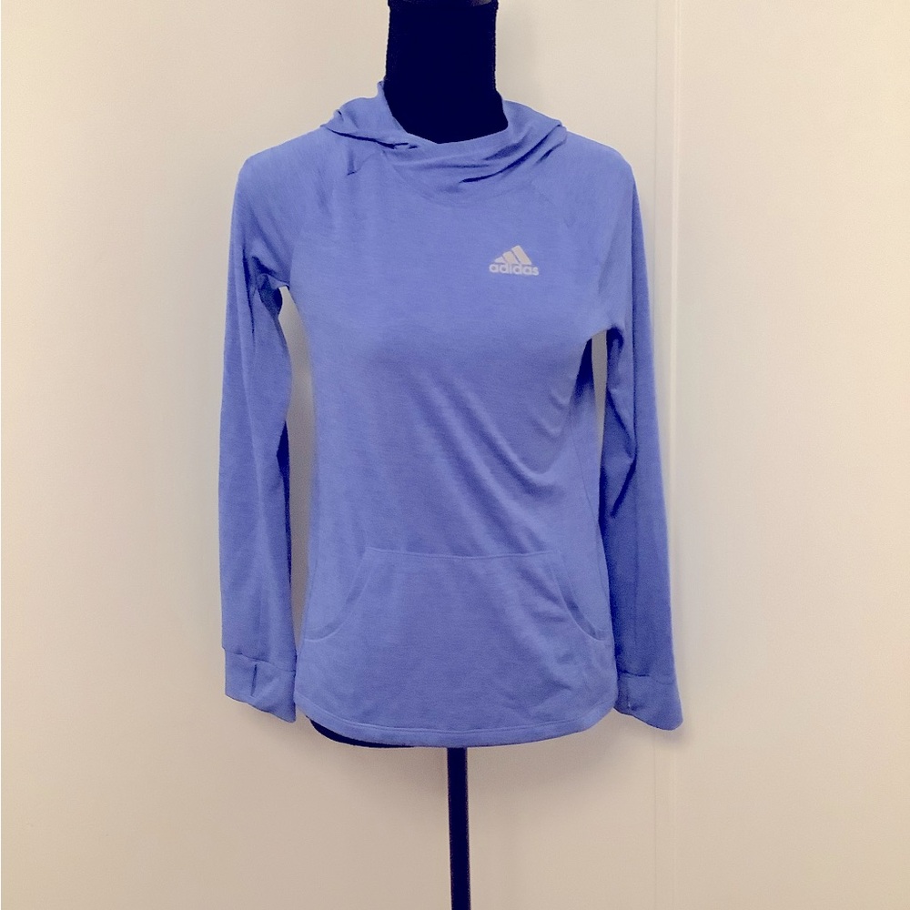 Adidas Girl's Lavender Lightweight Hooded Long-Sleeve Top